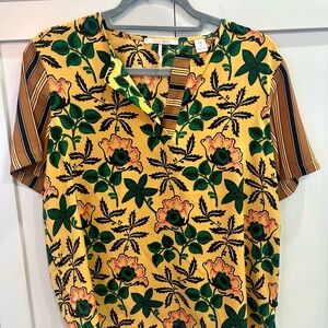 Scotch & Soda Mustard Floral Print Blouse SZ M